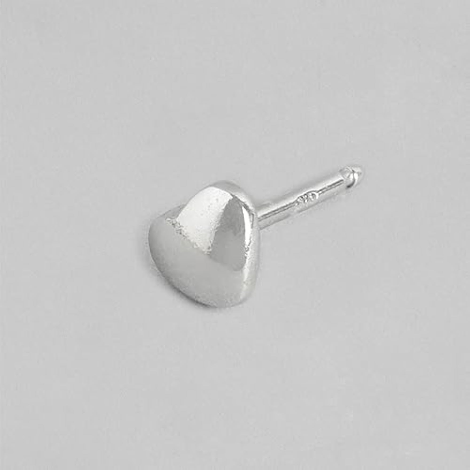 925 Silver Lover's Heart Rhodium-Plated Stud Earrings with 925 Hallmark