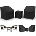 Gasadar Outdoor Furniture Cover Waterproof,3 Piece Patio Furniture Set Cover for Outside Chairs and Coffee Table,Windproof,Black
