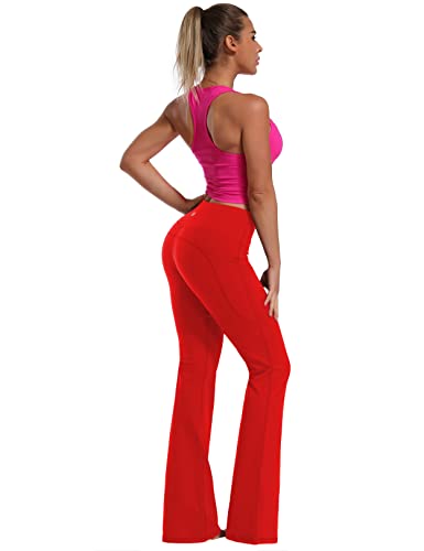 Image of BUBBLELIME 29 inch /31 inch /33 inch /35 inch /37 inch Women High Waist Bootlegs Yoga Pants Tummy Control Bootcut Workout Flared Out Pockets