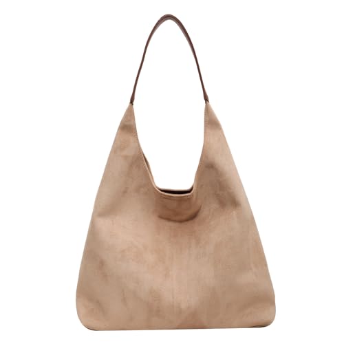 NAOYQ Borse Tote Donna Hobo Bag Ensemble 2 pièces suede bag Vintage Borsa di grande capacità borsa shopper donna Borsa Tracolla Donna Pelle scamosciata Beige