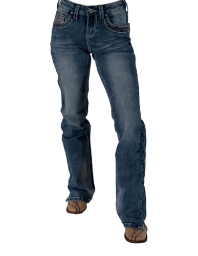 Cowgirl Tuff Western Jeans Womens DFMI Faded 28 Long Med Wash JDFADE