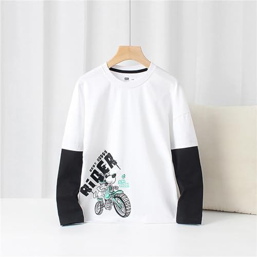 Youth Solid Classic Hoodies Children's Clothing Autumn New Children's Long Sleeve T Shirt Big for (White, 8-9 Years)2