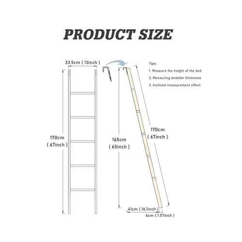 Escalera para litera blanca de 150 kg con ganchos para litera de RV 3