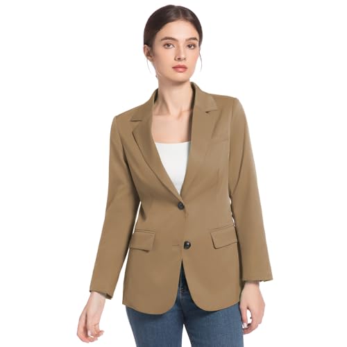 Garemcy Women's Business Casual Blazer Spring Fall Lapel Long Sleeve Open Front 2 Button Office Jacket Suit with Pockets