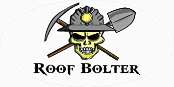 3 – Roof Bolter Coal Miner Skull 1 1/2” x 3” Hard Hat Stickers H407