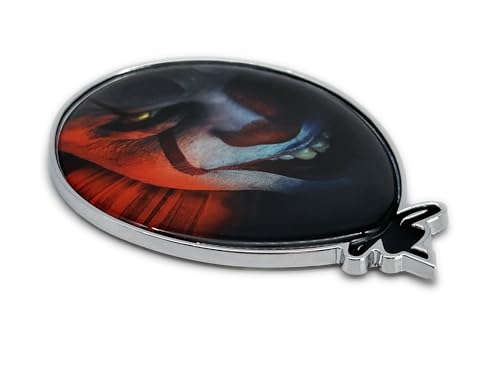 Image of Elektroplate Officially Licensed IT Movie Pennywise Clown with Balloon All Metal Emblem for Cars, Trucks, and All Auto | Universal Fit at 2.45 inch x 3.45 inch | Weatherproof