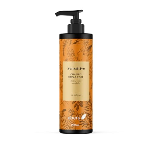 Ebers Champú Sin Sulfatos Reparador 250 Ml (Biotina y Cola de Caballo) protección del color con ingredientes de origen natural