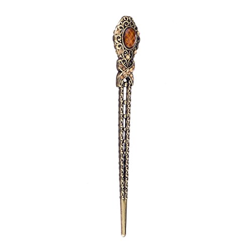 MagiDeal Retro Womens Rhinestone Jewelry Hairpin Hair Clip Stick Long Hair Tool Asian Chinese Style Braid Tool Hair Decor - Coffee