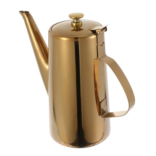 MAGICLULU 1 Pc Botella De Agua Fría Tapa De La Estufa De La Tetera Dispensador De Aceite Con Mango Jarra Embudo Dispensador De Agua Reutilizable Condimento Jarabe Acero Inoxidable Golden
