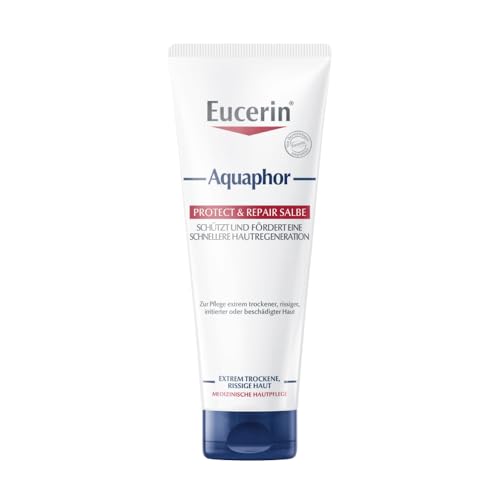 Eucerin Aquaphor Protect & Repair Salbe 220 ml, Feuchtigkeitscreme zur Hautregeneration für Körper und Gesicht, beruhigende Hautpflege ohne Duftstoffe für stark beanspruchte Haut