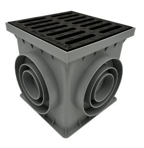 MCH Baignoire d'écoulement de cour classe A15-1,5T 250 x 250 x 250 mm Gris (grille en fonte noire résistante jusqu'à 12,5 t)