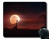 Spiel-Mausunterlage Gewohnheit, Nachtsonnenunterganglandschaftsgiraffe Mausunterlage genähte Grenze