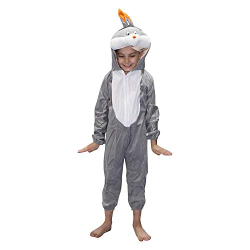 Image of Kaku Fancy Dresses Fleece Rabbit Bunny Cartoon Costume -Grey, 3-4 Years, For Boys & Girls