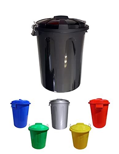 Jardin202 - Cubo Basura de plástico con Tapadera | Cubo almacenaje y Reciclar | Alta Resistencia | 70 litros (Negro) Cover