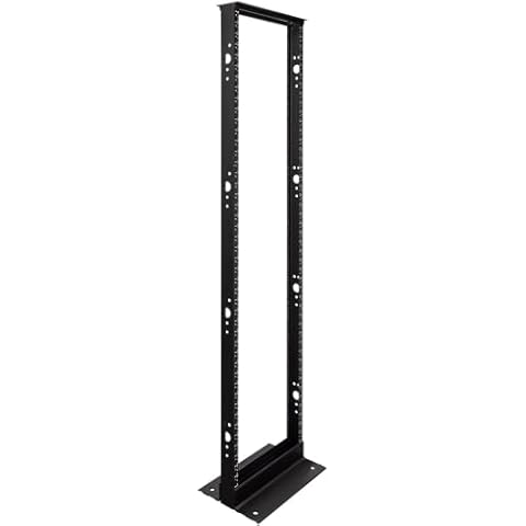 NavePoint 45U 2 Post Open Frame Server Rack for 19 Inch Equipment, AV, Networking, Data & IT Devices, 2-Post Rack 45U 881lbs Weight Capacity, Black Cover