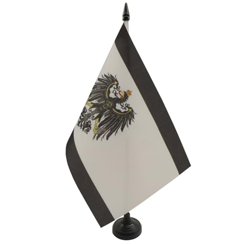 Kingdom of Prussia 1701-1918 Table Flag 5'' x 8'' - Prussian Desk Flag 21 x 14 cm - Black plastic stick and base - AZ FLAG
