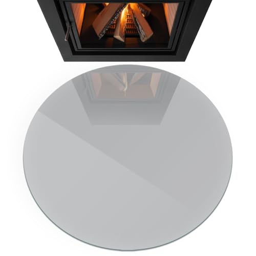 Placa de vidrio templado anticaída de chispas y calor para chimeneas redondas de 100cm 4