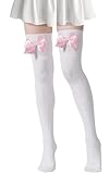 Moon Wood Women Thigh High Socks Extra Long Cute Knit Warm Thick Tall Long Boot Stockings Over the Knee Socks with Bow Leg Warmers