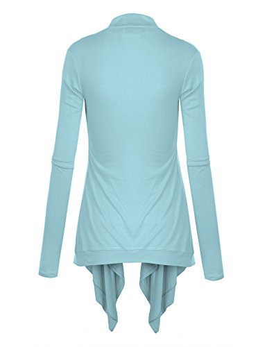Image of Lock and Love Women's Draped Front Open Asymmetrical Cardigan - Casual Long Sleeve Lightweight Duster