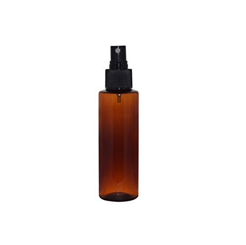 WM (Bulk Pack of 24) 4oz Amber Refillable, Empty Plastic Cylinder Bottles with Black Fine Mist Spray Cap. Used in DIY Oils, Soap, Shampoo, Hydration, Cleaning, Cosmetics, Aromatherapy and more
