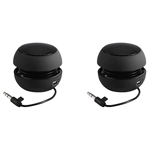 BUAGOUWZ 2X Mini Altavoz Portátil de Viaje con Cable de Audio de 3,5 mm, Batería Incorporada de Bajo Voltaje, Altavoz Retráctil para