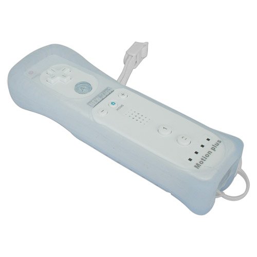 Skque Motion Plus Remote Controller with Silicone Skin Case Cover for Nintendo Wii, White