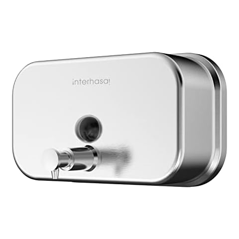 interhasa! Commercial Soap Dispenser Wall Mount, 304 Stainless Steel Soap Dispenser Brushed Hand Soap Dispenser Commercial Liquid Soap Dispenser for Bathroom Horizontal(Silver 1000ml Cover