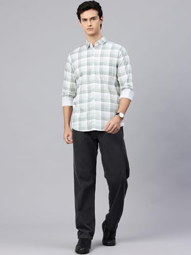 Image of Majestic Man Comfort Slim Fit Pure Cotton Checked Casual Shirt
