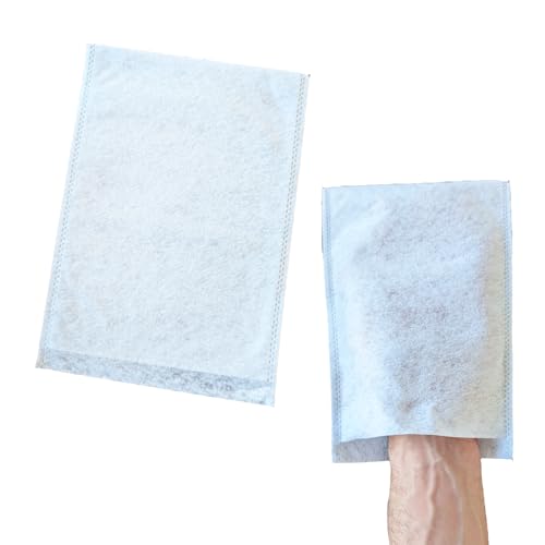 50 Molton Waschhandschuhe Weiß 15x22 cm – 50 Stück | Weiche & Hautfreundliche Pflegehandschuhe aus Molton 60 g/m² | Sanfte Einweg-Waschhandschuhe für Baby, Senioren, Klinik & Alltag