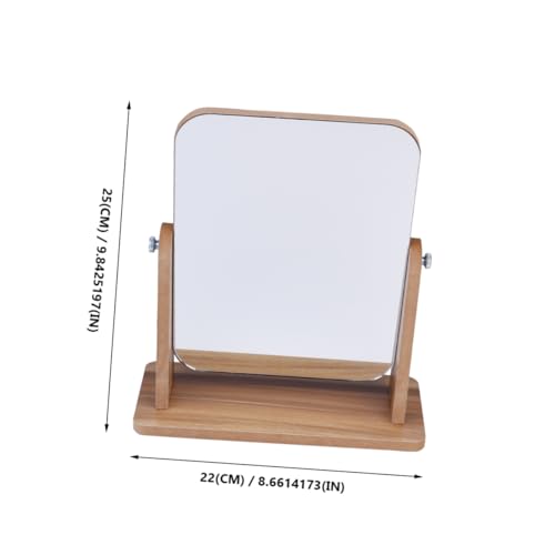 Espejo de maquillaje portátil de escritorio de madera gris miniatura 3