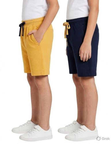 Image of Clotth Theory Boys Cotton Shorts Pack of 2 | Soft Breathable Fabric | Elastic Waist | Casual Wear Kids Comfortable Shorts