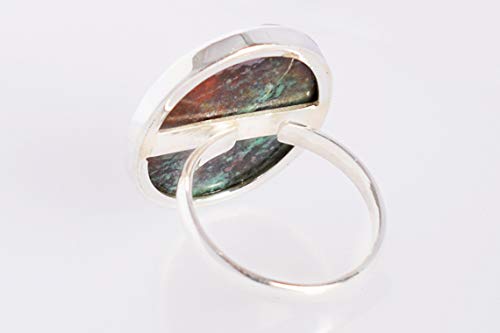 Anillo de plata de ley 925 con jaspe natural Sanora ajustable FSJ-3885 4