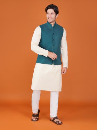 Image of Vastraa Fusion Men's Traditional Woolen Nehru Jacket Modi Waistcoat