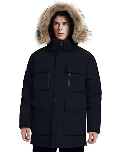 Image of HARD LAND Men's Down Parka Extreme Warm Winter Jacket With Real Fur Hood Short /Long
