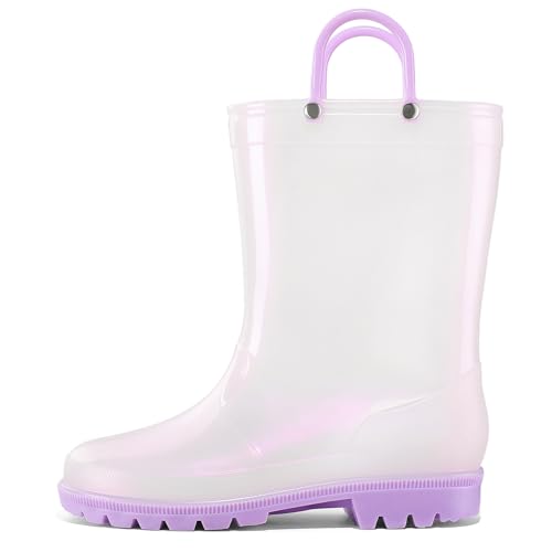 K KomForme Kids Girls & Boys Rain Boots with Easy-on Handles Waterproof Outdoors