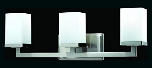 1900-3V Brushed Nickel Tidal 3 Light Bathroom Vanity Light with Matte Opal Glass Shade