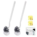 FORYNXHWIN Pack of 2 Toilet Brushes, Long Handled Toilet Brush with Curved Design, Plastic Brush Set with Strong Bristles for Deep Cleaning, Effective Cleaning for Toilets (White)