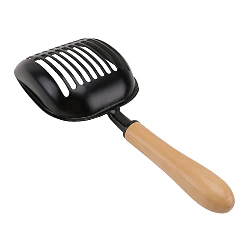 BELLIFFY 1個 猫砂シャベル ステンレス スクーパー・ - 猫砂 置き場 猫砂シリカゲル結晶 役職 氷結 ツール 猫用トイレフィルタースクーパー 丈夫なペット用シャベル 木 Black