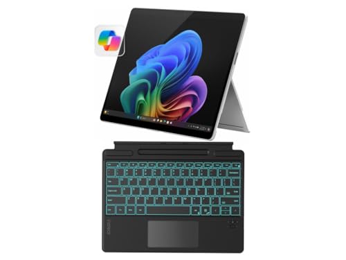 Microsoft Surface Pro 11 2024, 13-inch Touchscreen 2-in-1 Laptop, Snapdragon X Plus, 16GB, 512GB, with Inateck Bluetooth Backlit Keyboard with Touchpad & Pen Holder – 2-in-1 Laptop & Tablet (Platinum)