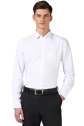 Image of Peter England Men's Micro-Checkered Formal Slim Fit Full Sleeve Shirt | Cotton Rich