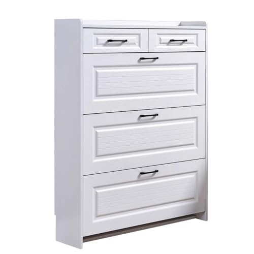 GLFNB Zapatero Estrecho de Madera de 17/24 cm para Entrada, Zapatero Delgado con 3 cajones abatibles y 2 cajones de Almacenamiento, Mueble Organizador de Zapatos para Pasillo, Sala de Estar y Dorm