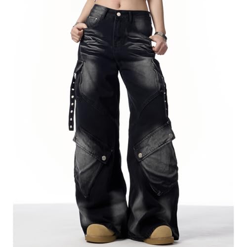 Harajuku Vintage High Waisted Straight Leg Jeans Y2K Fashion Gothic Tie-Dye Gradual Denim Pants with Pocket2