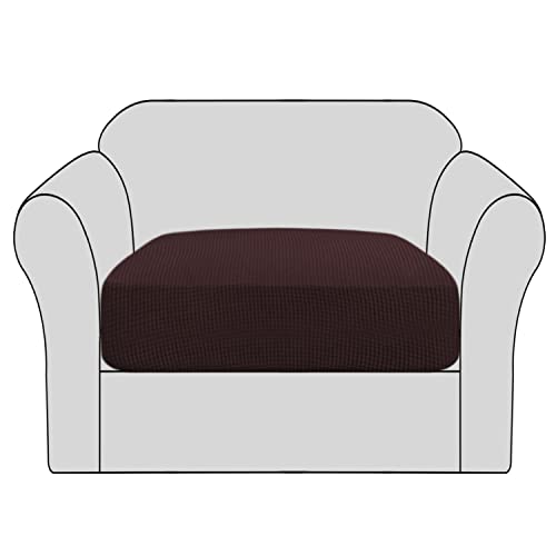 H.VERSAILTEX Stretch Couch Cushion Covers Individual Seat Sofa Chair Slipcovers Cushion Protector Cover Featuring Jacquard Textured Twill Fabric(1 Cushion Chair Cover, Chocolate)