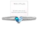Custom Tiny Heart Birthstone Adjustable Ring-Christmas Gift, 925 Sterling Silver 18k Gold 2 Birthstones Heart Rings, Dainty Stacking Mother Rings Daughter Rings, for Mom Wife Grandma (Silver)