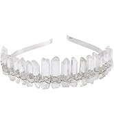 Raw Crystal Quartz Headband Crown - Rhinestone Tiara Mermaid Crown Headband for Women Bride Weddi...