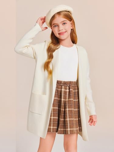 Haloumoning Girls Oversized Batwing Sleeve Cardigan - Color Block Open Front Sweater For Teens