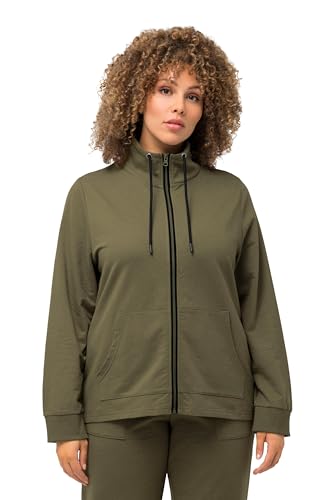 Ulla Popken Chaqueta Sport, Cuello alzado, Bolsillo de Canguro, más Larga en la Espalda Verde Loden 46+ 826746190 46+
