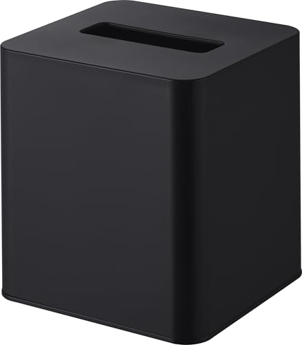 山崎実業(Yamazaki) コンパクト ティッシュケース スクエア ブラック W12.8×D12.1×H13.7cm タワー tower 最後まで取りやすい ティッシュカバー 10055