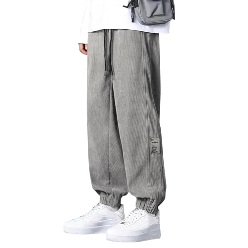Baggy Sweatpants for Men Casual Drawstring Elastic Waist Beam Feet Pants Fashion Athletic Apered Joggers Trousers