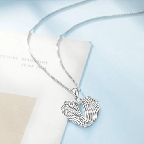 Collier Ailes d'ange Argent Anti-Allergie pour Fille avec Pierre de Naissance